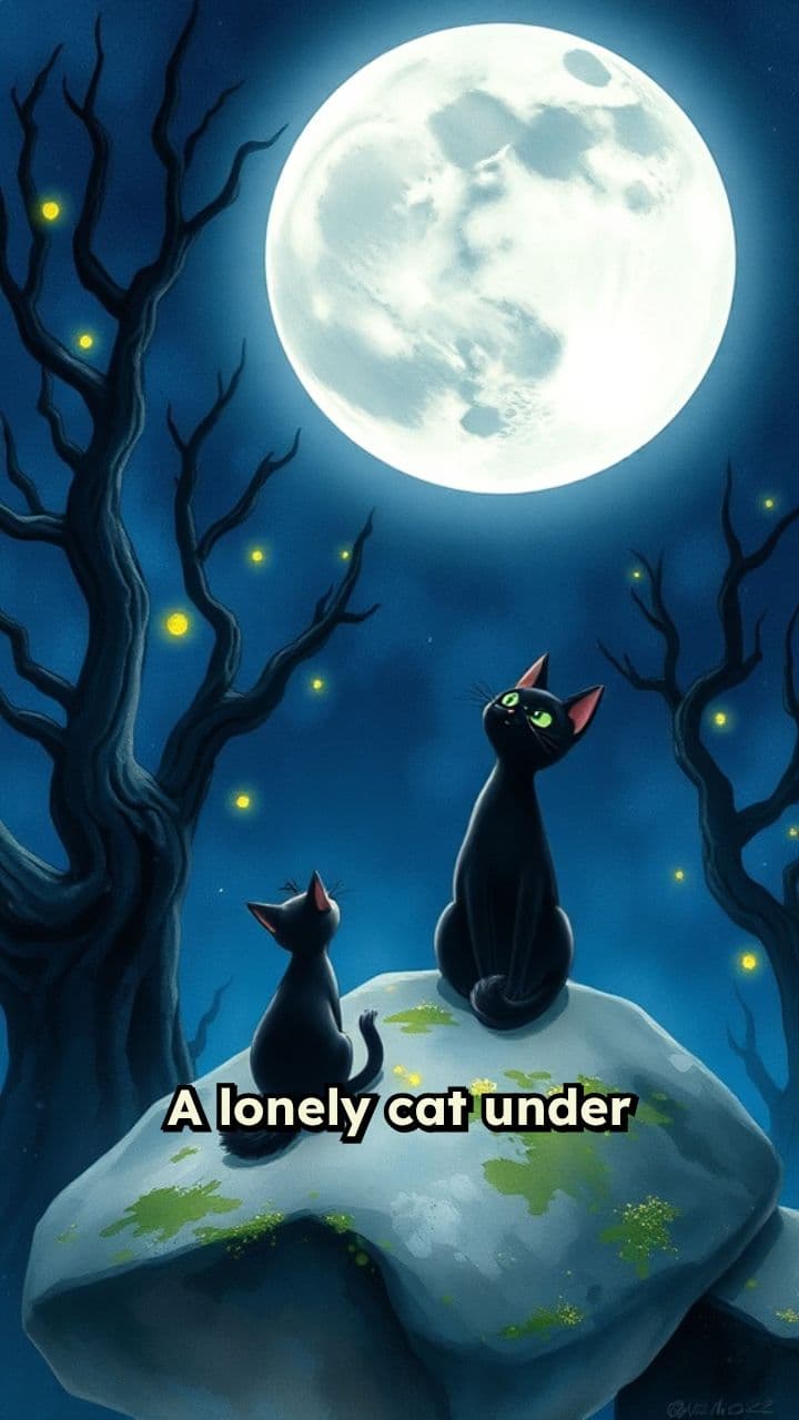 Feline Diva Under the Moon