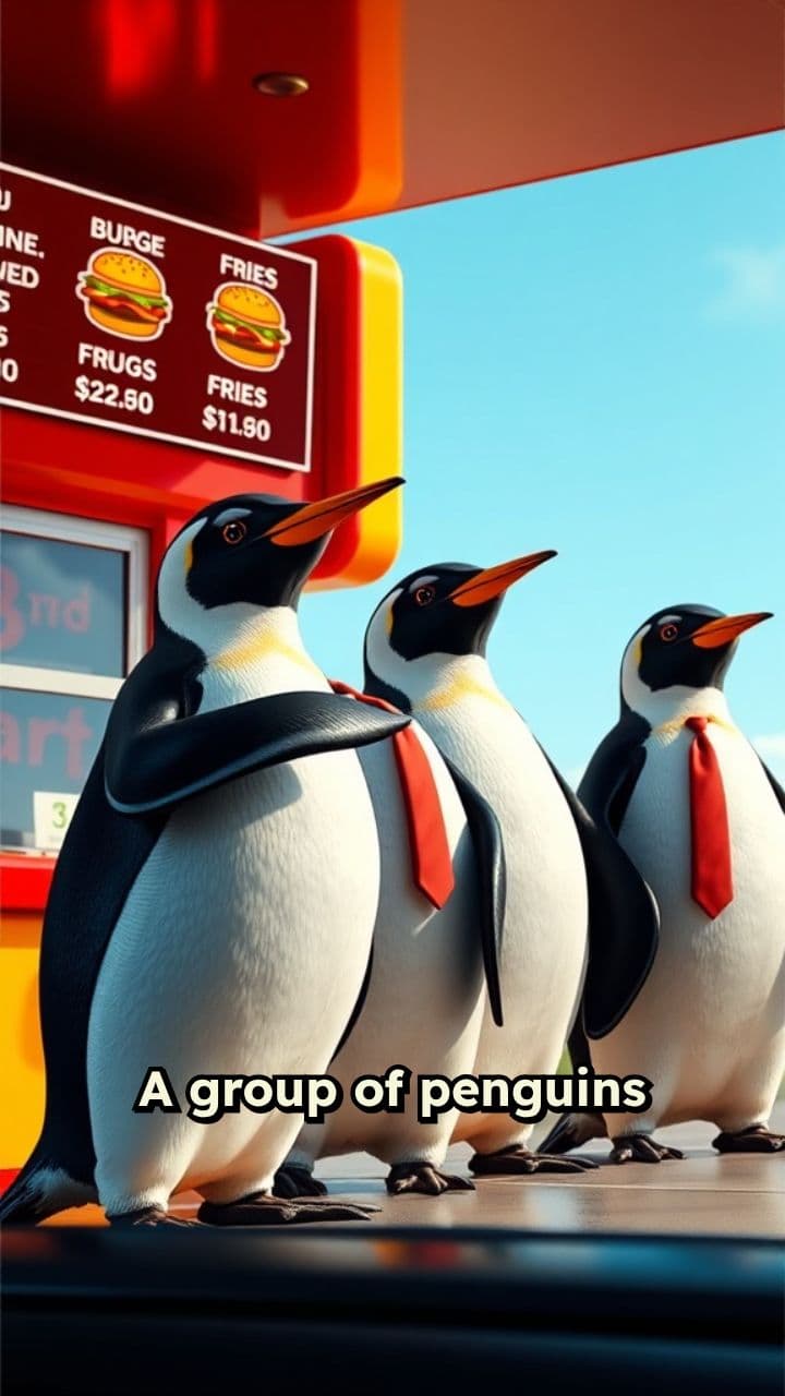 Penguins in Suits at Drive-Thru