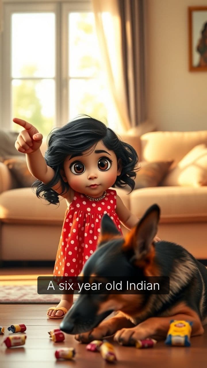 Girl Scolds Dog for Chocolate Theft