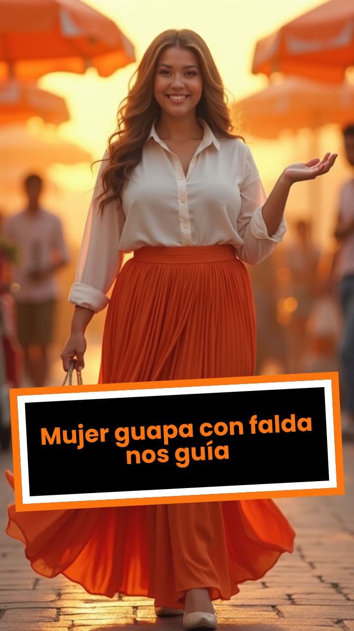 Mujer guapa con falda nos guía