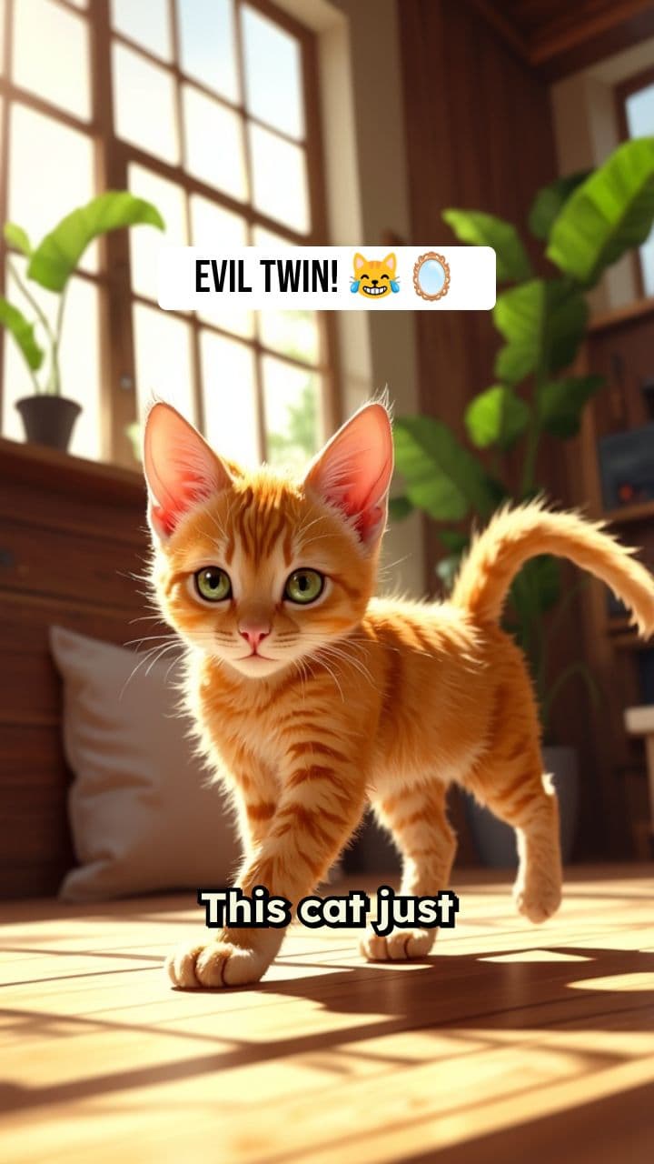 Cat Attacks Own Reflection in Mirror 😹🪞