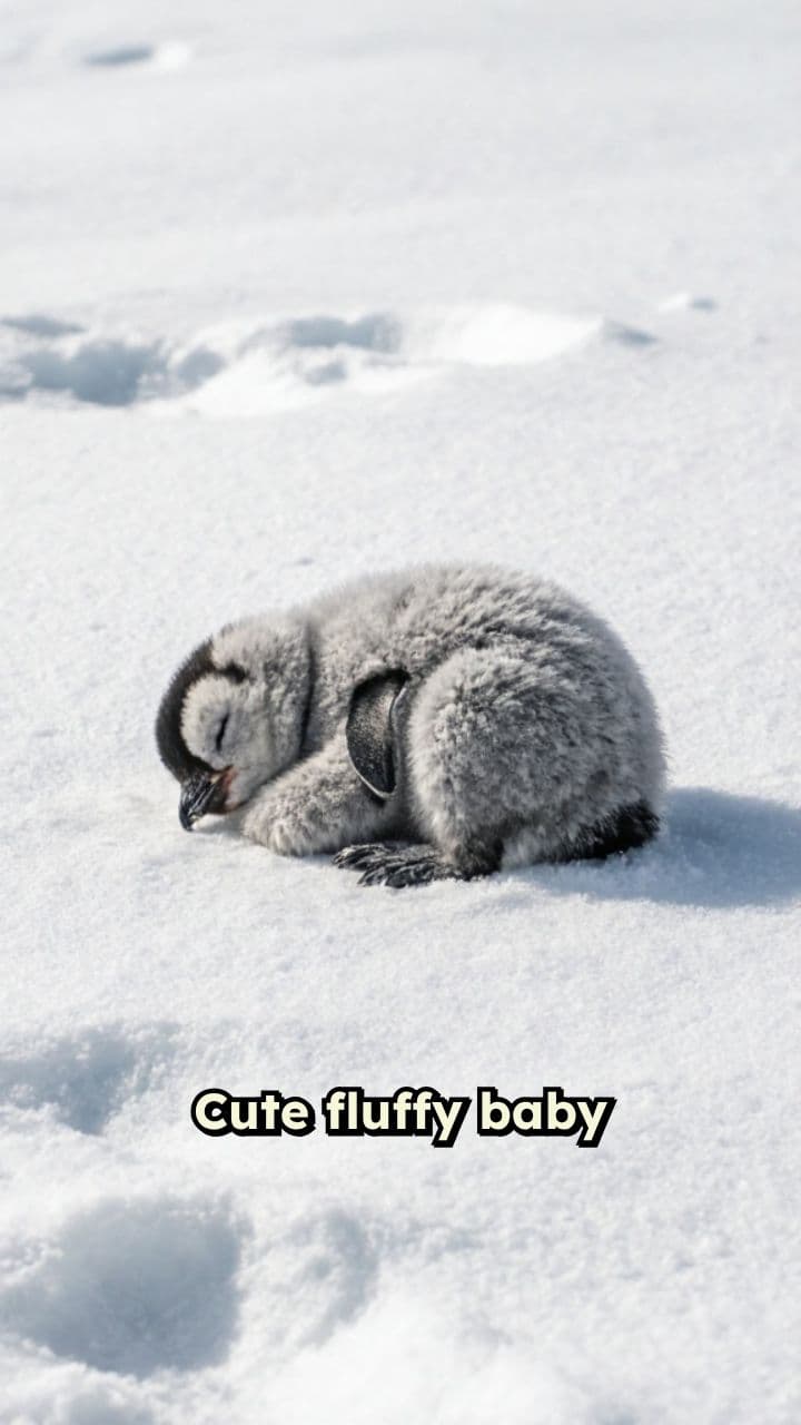 Sleeping Baby Penguin in Winter Snow