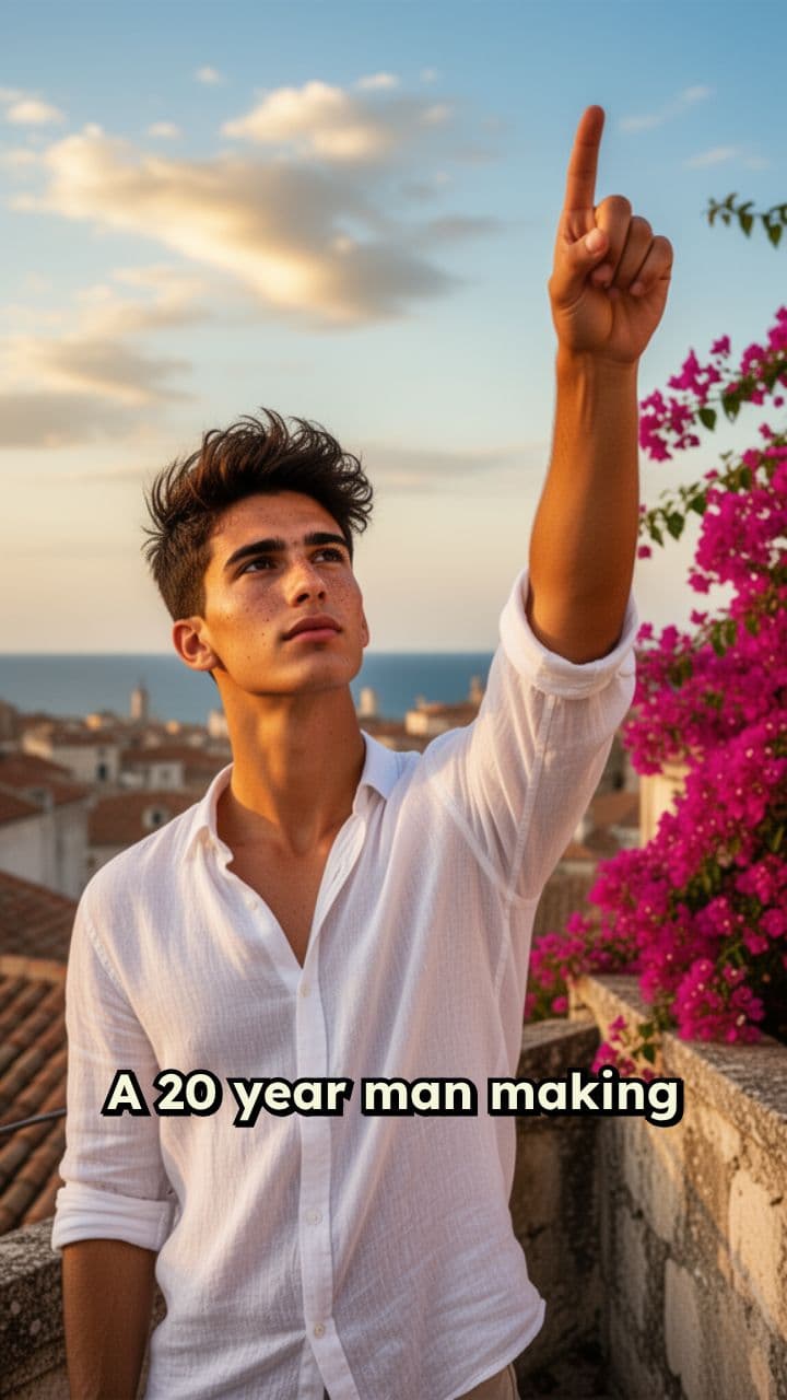 20-Year-Old Man Making a Sign