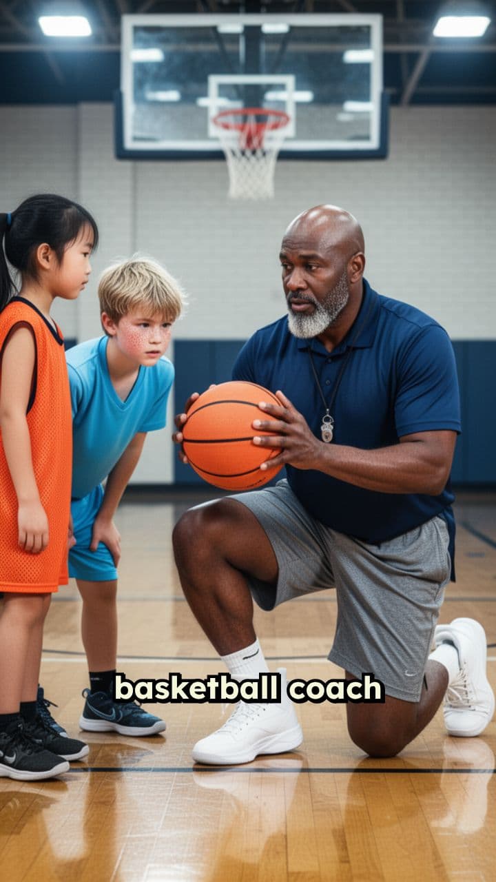Basketball Coach Teaching Kids Techniques