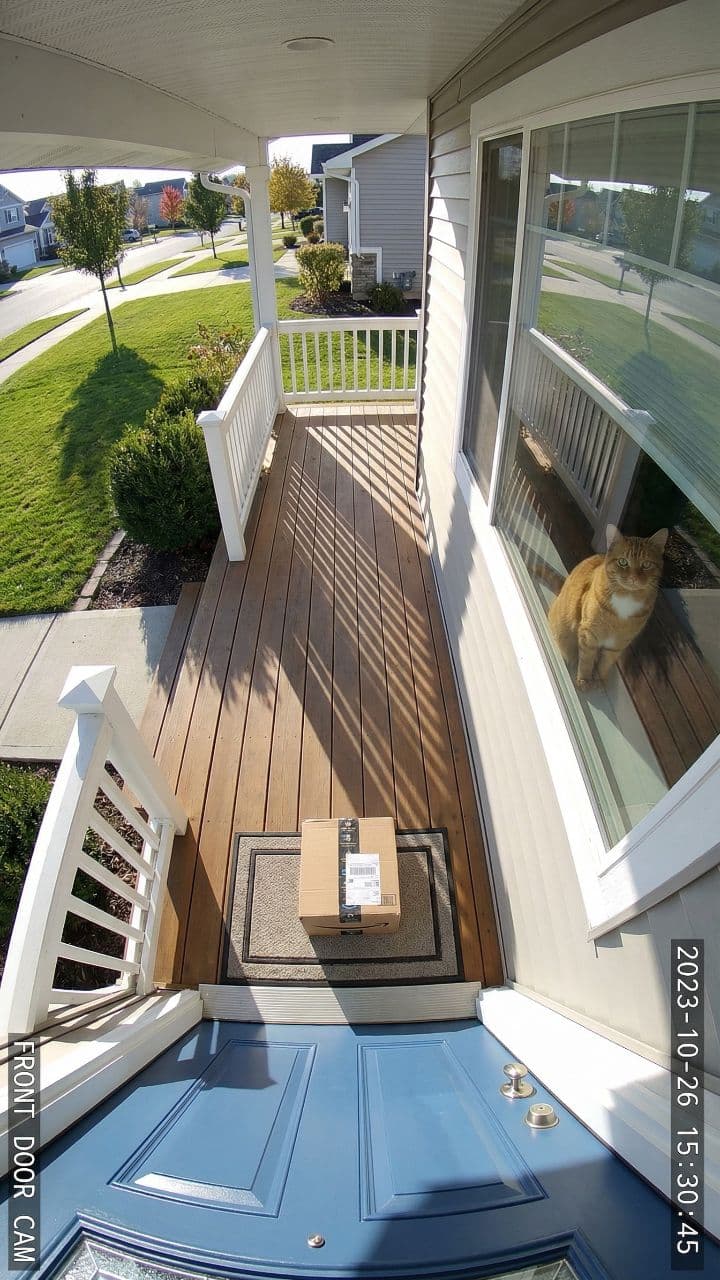 Sniper Cat Defends Packages with Paintballs