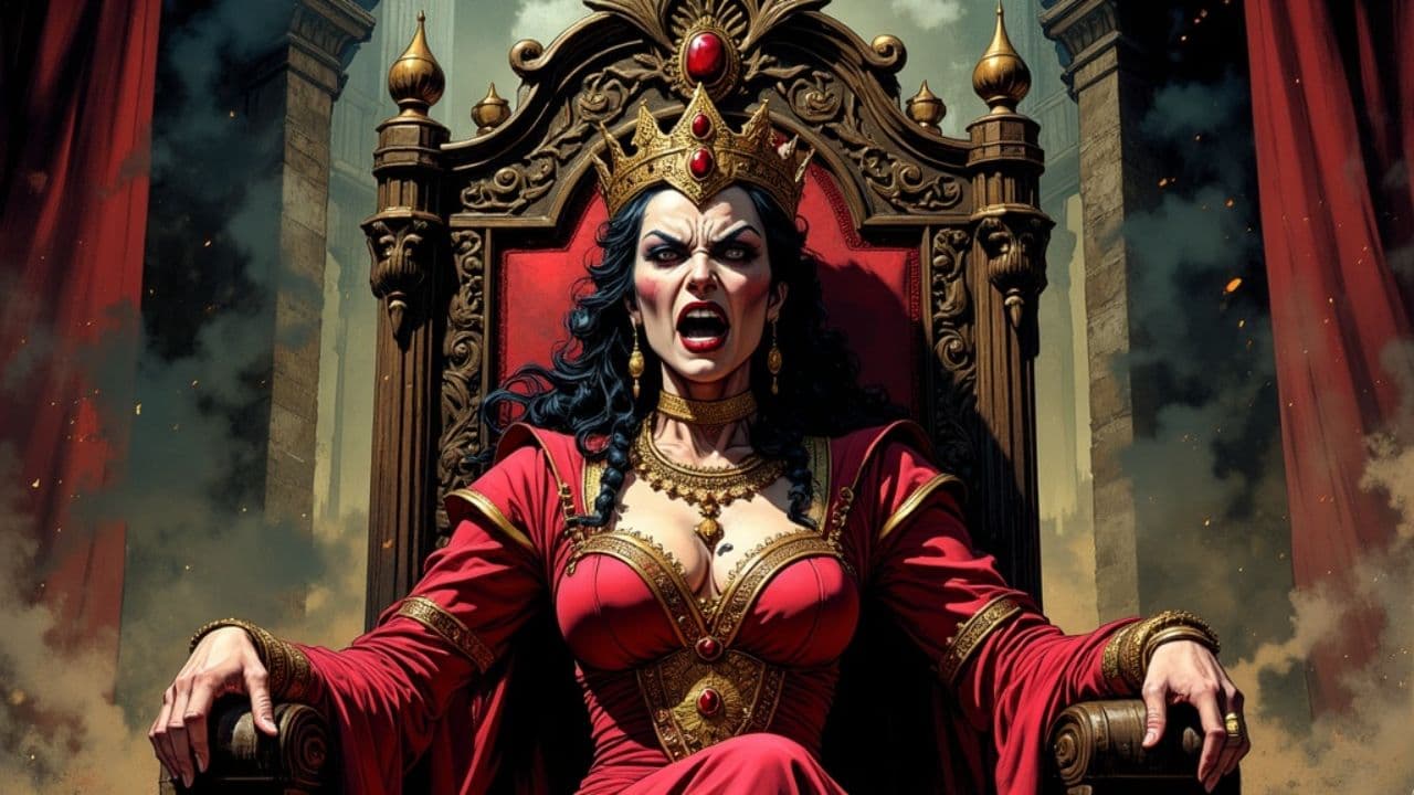 Angry Queen Jezebel in Red