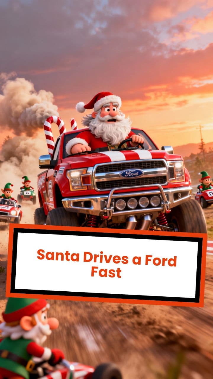 Santa Drives a Ford Fast